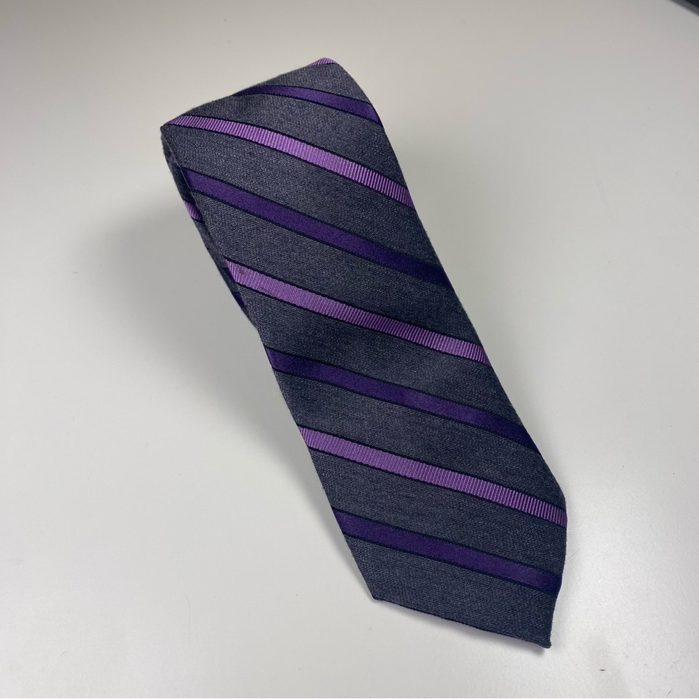 Club Room Silk Blend Gray Purple Striped Tie